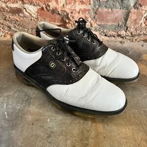 FJ FootJoy Dryjoys Tour Men's Black White Saddle Golf Shoes 9